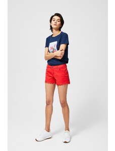 Moodo Denim shorts with lace - coral