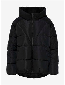 Only Čierna dámska prešívaná zimná bunda LEN s kapucňou Alina - ženy