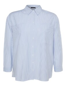 Trendyol Curve Blue Striped Poplin Shirt