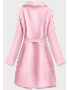 MADE IN ITALY Minimalistický dámský kabát v pudrově růžové barvě (747ART)