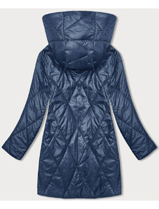 S'WEST Modrá dámska bunda s ozdobnou kapucňou (B8215-72)