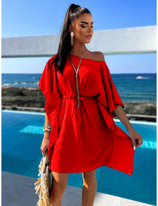 ErikaFashion Červené elegantné šaty MEERA na zaväzovanie