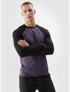 4F Pánske regular tričko s dlhým rukávom a potlačou - fialové