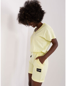 Fashionhunters Light yellow cotton overall