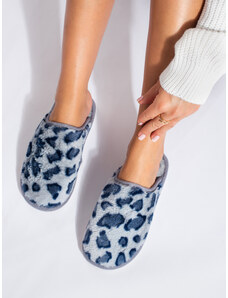 Shelvt leopard slippers blue