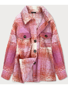 Růžová melanžová dámská košilová bunda model 16147987 - MADE IN ITALY