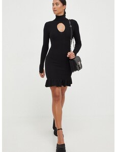 Vlnené šaty Pinko čierna farba, mini, priliehavá, 102054.A19D