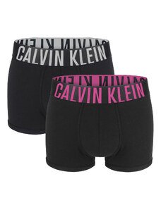 CALVIN KLEIN - boxerky 2PACK Intense power black with multicolor waist - imitovaná edícia