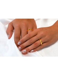 OLIVIE Snubný strieborný plochý prsteň GOLD 7674
