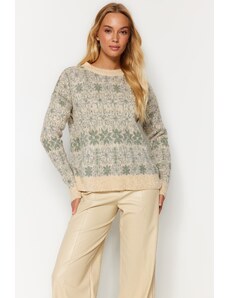 Trendyol Collection Mätový sveter s vlastným vzorom
