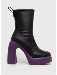 Členkové topánky Karl Lagerfeld ASTRAGON HI dámske, čierna farba, na podpätku, KL33750