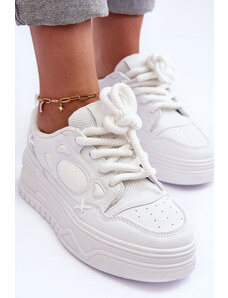 Basic Dámske biele štýlové tenisky sneakersy na platforme