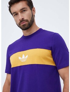 Bavlnené tričko adidas Originals fialová farba, vzorovaný