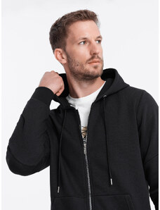 Ombre Clothing Pánska mikina na zips s kapucňou - čierna V1 OM-SSZP-22FW-003