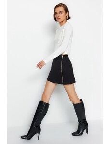 Trendyol Black Zipper Detail Midi Woven Skirt