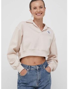 Mikina Calvin Klein Jeans dámska, béžová farba, jednofarebná