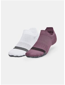 Súprava dvoch dámskych ponožiek v bielej a fialovej farbe Under Armour Breathe 2