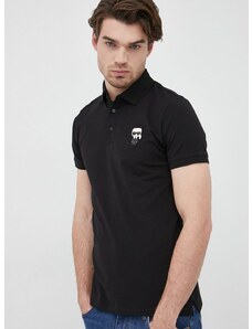 Polo tričko Karl Lagerfeld pánske,čierna farba,s nášivkou,500221.745022