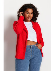 Trendyol Curve červený pletený sveter na zips