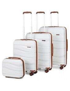 KONO Rodinný cestovný set kufrov s kozmetickým kufríkom, krémovohnedý