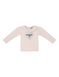 Tričko s dlhým rukávom pre bábätká Pinko Up béžová farba, s golierom