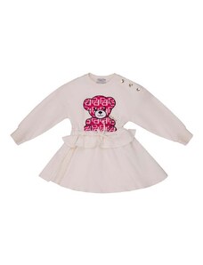 Dievčenské šaty Pinko Up béžová farba, mini, áčkový strih