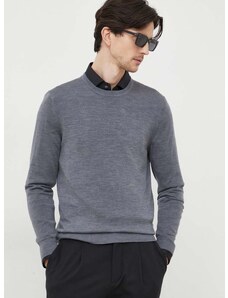 Vlnený sveter Michael Kors pánsky, šedá farba, tenký
