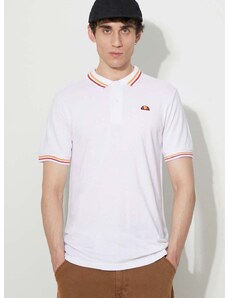 Bavlnené polo tričko Ellesse SHR18077-WHITE, biela farba, jednofarebné