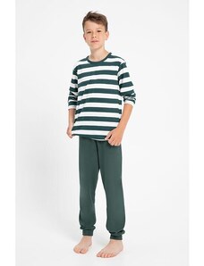 Taro Chlapčenské pyžamo Blake zeleno-biele pre starších