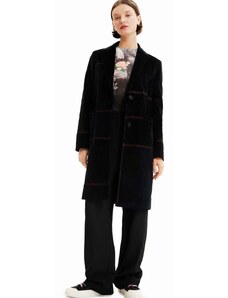 Kabát Desigual dámsky, čierna farba, prechodný