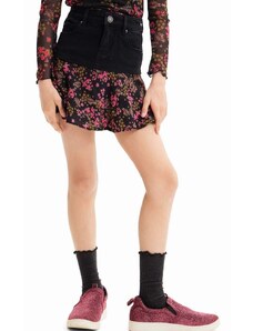 Dievčenská sukňa Desigual čierna farba, mini, áčkový strih