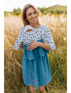 Mexy Teplákové šaty na dojčenie - MAMA a DCÉRA – modré kvietky