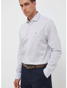 Bavlnená košeľa Tommy Hilfiger pánska, šedá farba, slim, s klasickým golierom