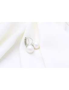 Pinky Club Náušnice s francúzskym zapínaním Biela perla / 1,3 cm