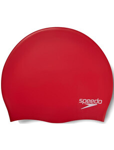 Speedo Plain Moulded Silicone Cap Červená