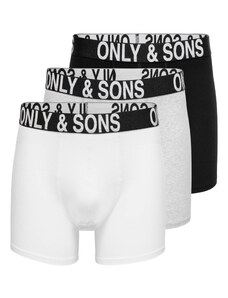 Only & Sons Boxerky 'FITZ' svetlosivá / čierna / biela