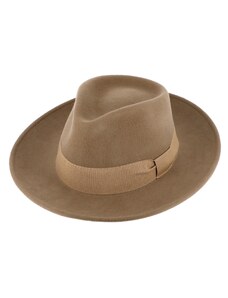 Fiebig - Headwear since 1903 Cestovný klobúk vlnený od Fiebig so širšou krempou - béžový s béžovou stuhou