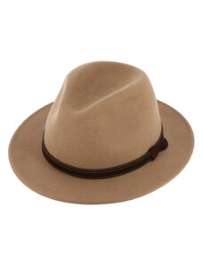 Fiebig - Headwear since 1903 Cestovný vodeodolný klobúk vlnený od Fiebig s menšou krempou - béžový s koženou stuhou