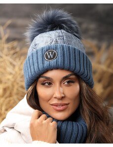 Willi - Hats Heaven Dámska modrá zimná vlnená čiapka s brmbolcom - Rvisi