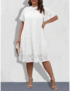 venusamoda (veľ. 44) Tunikové čipkované šaty biele