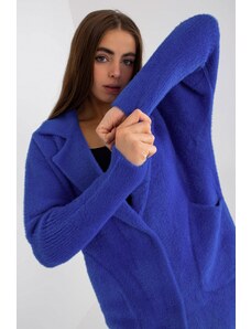 MladaModa Alpaka kabát Evelin s netopierími rukávmi farba kráľovská modrá