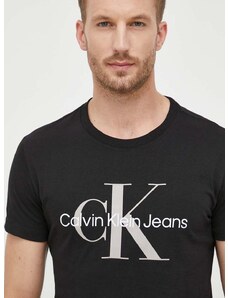 Bavlnené tričko Calvin Klein Jeans pánsky,čierna farba,s potlačou,J30J320806
