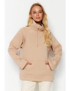 Trendyol Stone Thick Fleece/Charm Knitted Sweatshirt