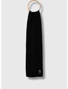 Vlnený šál Karl Lagerfeld čierna farba, vzorovaný