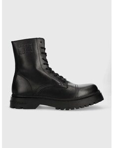Kožená obuv Tommy Jeans TJM CASUAL BOOT pánske, čierna farba, EM0EM01244
