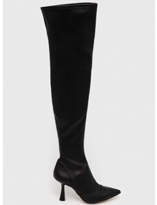 Vysoké čižmy MICHAEL Michael Kors Clara dámske, čierna farba, na vysokom podpätku, 40F3CLMB5L
