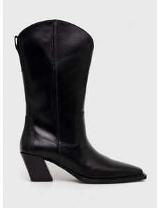 Kožené kovbojské topánky Vagabond Shoemakers ALINA dámske, čierna farba, na podpätku, 5421.501.20