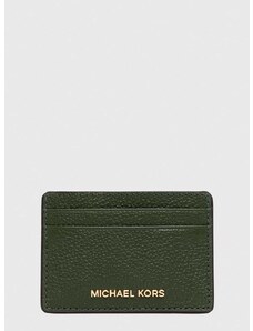 Kožené puzdro na karty MICHAEL Michael Kors zelená farba