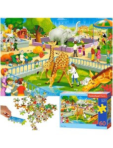 KIK CASTORLAND Puzzle 60el. Návšteva zoo - zvieratá zo safari v zoo 5+