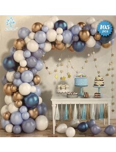 Párty balóny modré, biele a zlaté 105 ks Girlanda